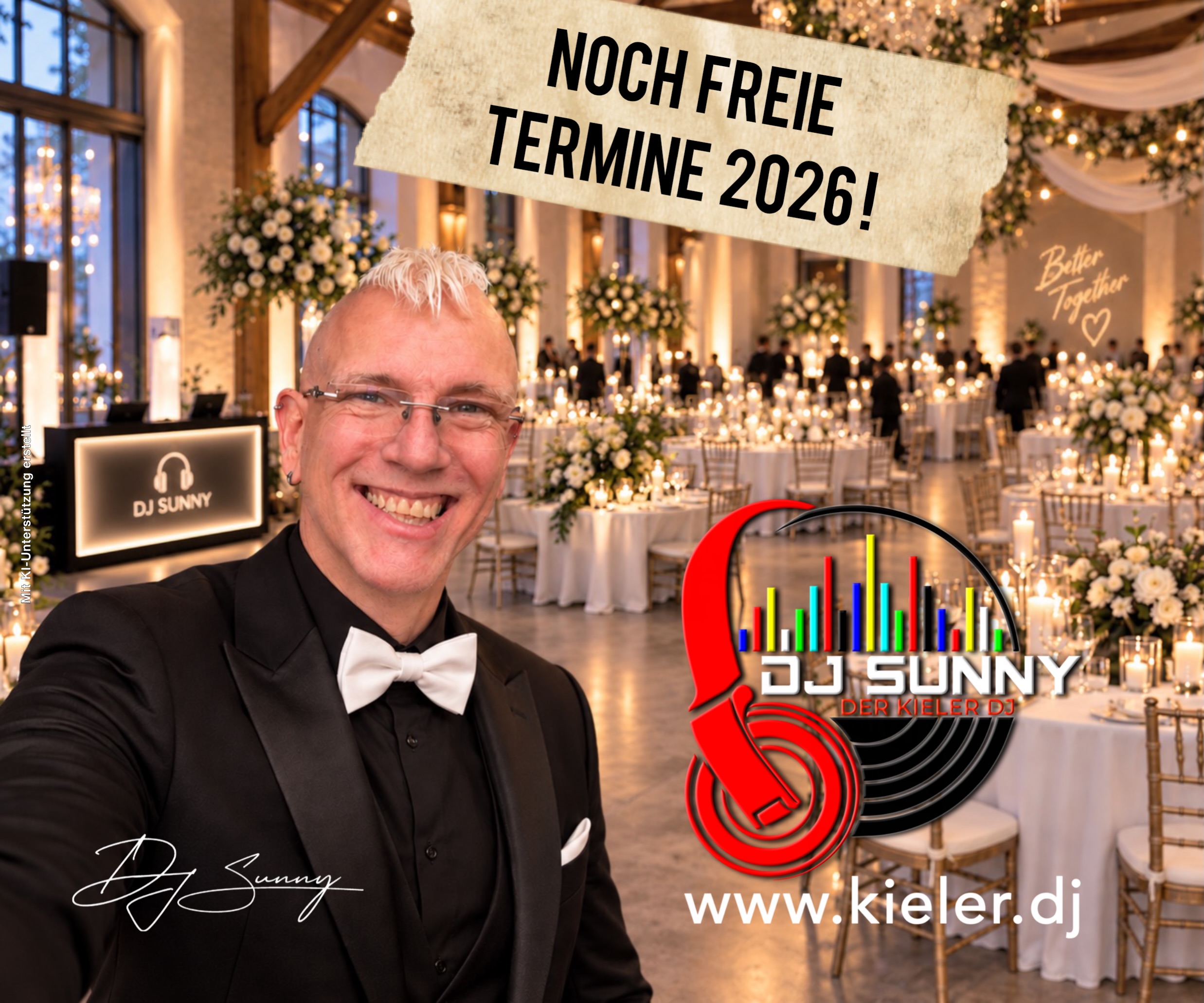 💍 Ihr heiratet noch 2026 und euch fehlt der passende DJ? 🎧❤️
Dann könnte euer Termin vielleicht noch dabei sein!

Eure Hochzeit verdient mehr als einfach nur eine gute Playlist. Sie verdient die richtige Musik im richtigen Moment – und eine Party, bei der irgendwann wirklich alle Generationen gemeinsam auf der Tanzfläche stehen. 💃🕺
Genau das liebe ich an Hochzeiten. ❤️

Als DJ Sunny – Der Kieler DJ begleite ich euch persönlich von der Planung bis zur letzten Runde auf der Tanzfläche. Eure Musikwünsche, eure Gäste und vor allem euer Geschmack bestimmen den Abend – nicht irgendeine Standard-Playlist.

✨ Persönliche Vorbereitung
🎶 Musikwünsche ausdrücklich erwünscht
💃 Musik für Jung & Alt
🎤 Moderation nach euren Wünschen
🔊 Professionelle Ton- & Lichttechnik
🥳 Und jede Menge Erfahrung für eine richtig gute Hochzeitsparty

📅 Für 2026 habe ich noch einige Termine frei.

Schickt mir einfach euer Hochzeitsdatum + eure Location per Nachricht und ich sage euch direkt, ob euer Termin noch verfügbar ist.
👉 www.kieler.dj

DJ Sunny – Der Kieler DJ
Eure Hochzeit. Eure Musik. Eure Party. ❤️🎧

#HochzeitsDJKiel #HochzeitKiel #HochzeitsDJ #HochzeitSchleswigHolstein #hochzeitsfeier