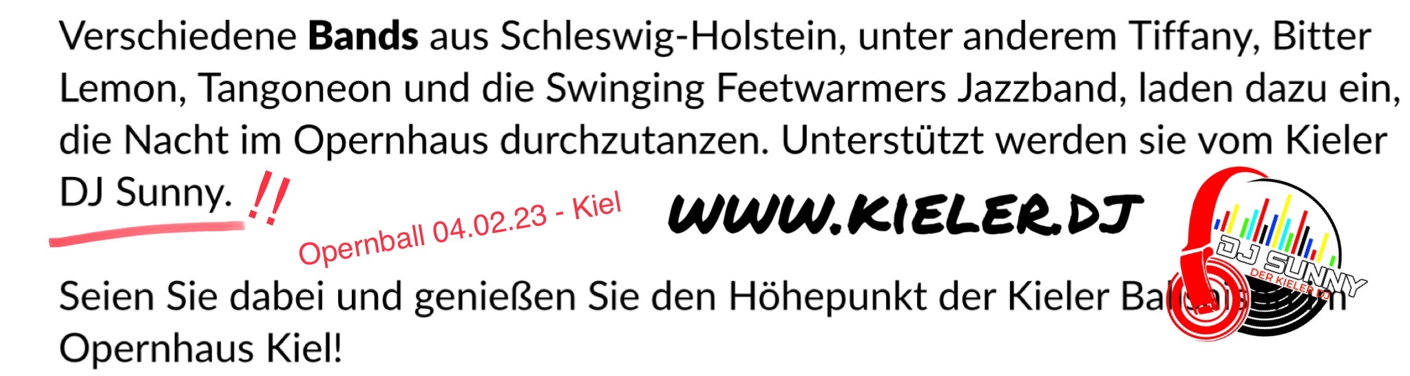 Historischer Veranstaltungshinweis mit Erwähnung von DJ Sunny
